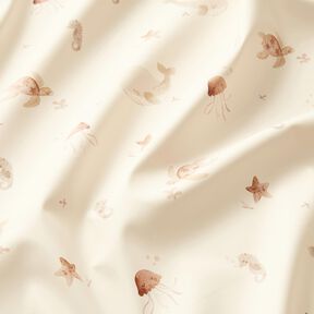 Raincoat Fabric delicate underwater world Digital Print – cream, 
