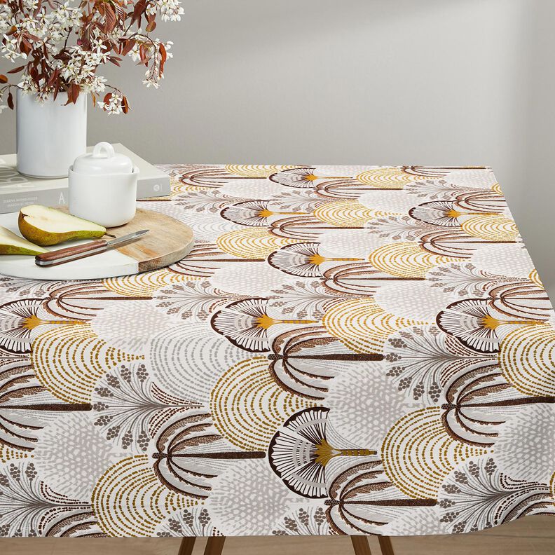 Decor Fabric Cotton Twill abstract palm fans – curry yellow/ivory,  image number 7