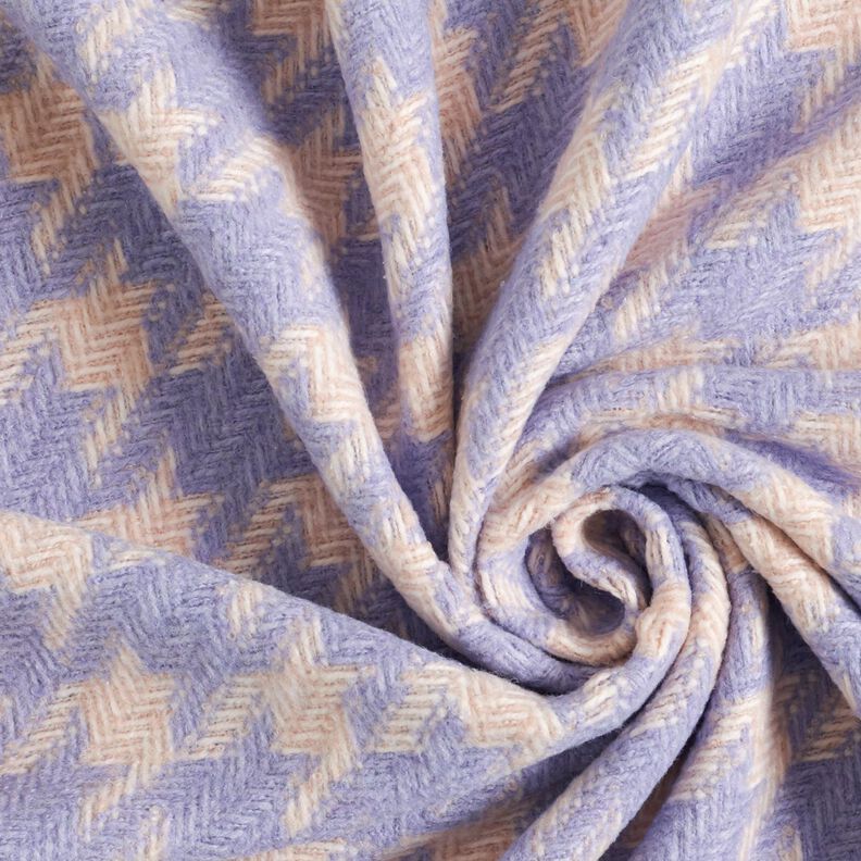 Coarsely woven houndstooth coating fabric – beige/mauve,  image number 3