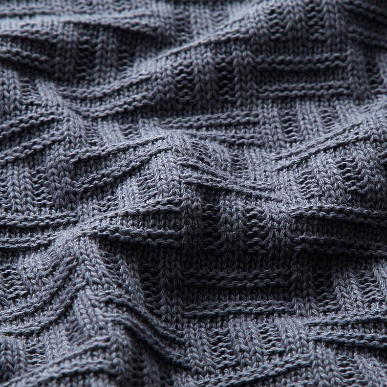 Knit Fabric broken ribbed pattern – blue grey,  image number 2