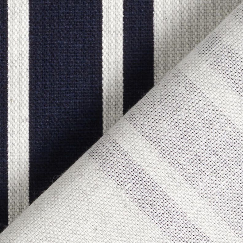 Decor Fabric Panama Block Stripes – blue-black/misty grey, image number 4