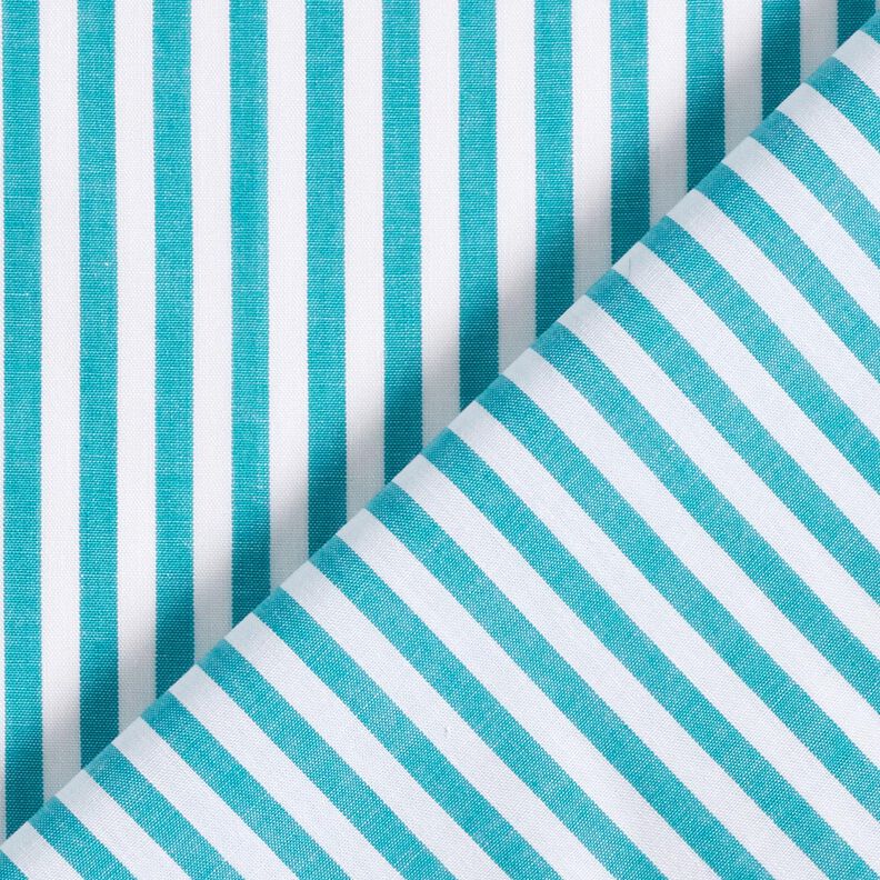 Narrow striped cotton fabric – white/turquoise,  image number 4
