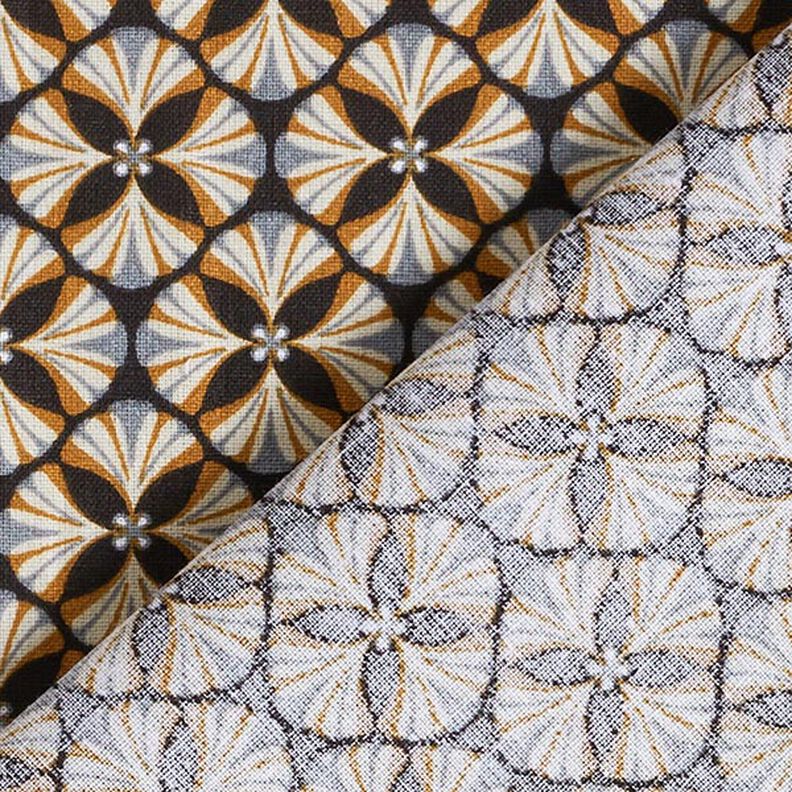 Cotton Cretonne flower tiles – black/light taupe, image number 4
