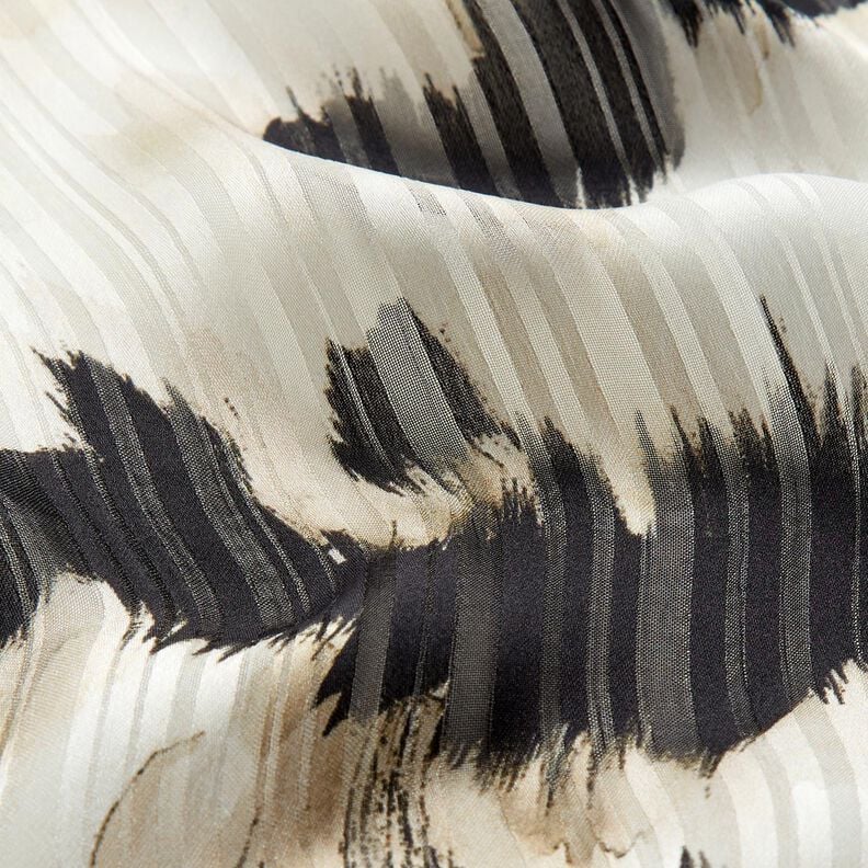 Polka dots and devoré stripes chiffon – white/black,  image number 2