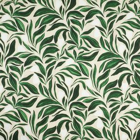 Decor Fabric Canvas sophisticated plants – dark green/natural, 