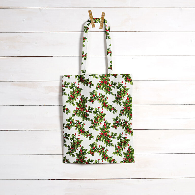 Canvas Decor Fabric Mistletoe Twigs – green/red, image number 9