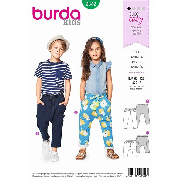 Children - elasticated trousers , Burda 9342 | 92 - 122,  image number 1