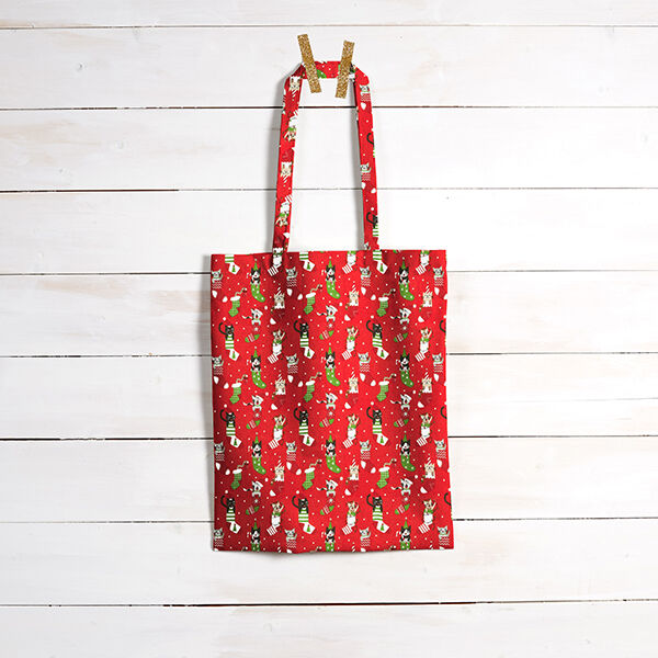 Cotton Cretonne Christmas Cats – red, image number 8