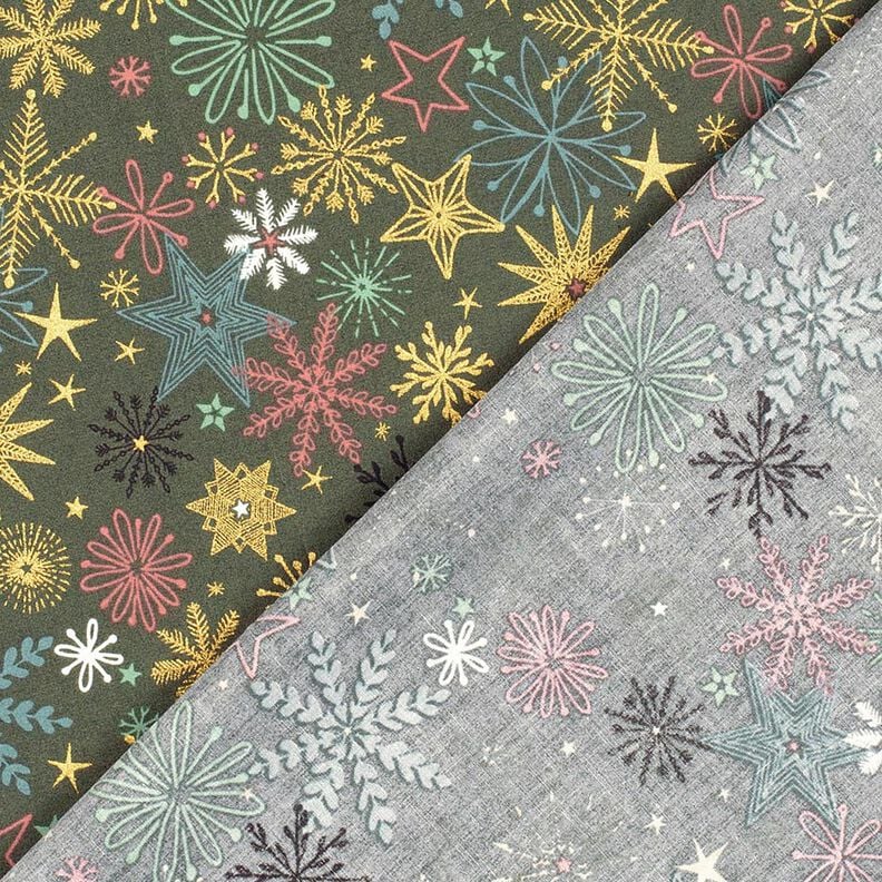 Cotton Poplin Star Mix – dark pine/gold, image number 4