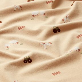Cotton Jersey farmyard – almond, 