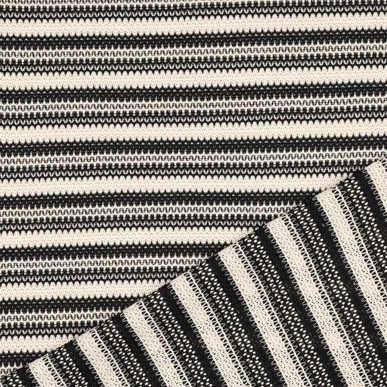 Knit Fabric Stripes| Poppy Fabrics – black/offwhite,  image number 4