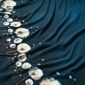 Cotton Jersey dandelions Border Fabric | Glitzerpüppi – blue-black/almond, 
