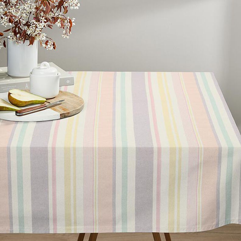 Decor Fabric Half Panama Colourful Stripe Mix Recycled – pastel mauve,  image number 7