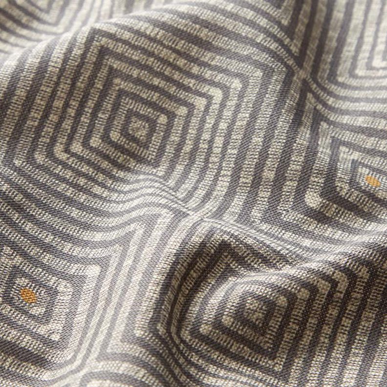 Decor Fabric Half Panama Ethnic Diamonds – grey/natural,  image number 2