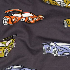 French Terry Racing Cars | Poppy Fabrics – grey, 