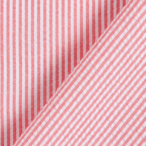 Seersucker Stripes Cotton Blend – red/offwhite,  image number 4