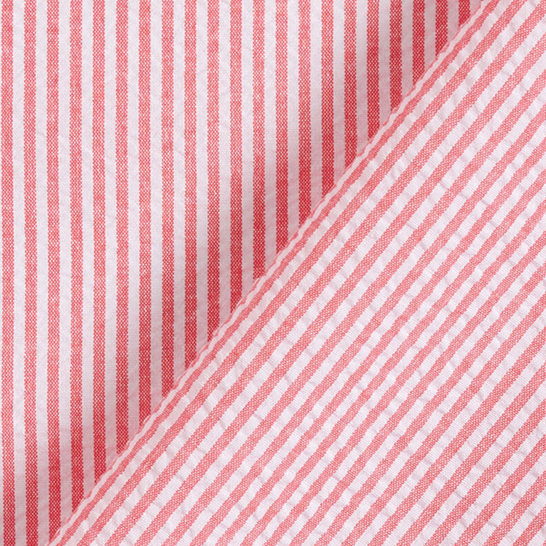 Seersucker Stripes Cotton Blend – red/offwhite,  image number 4