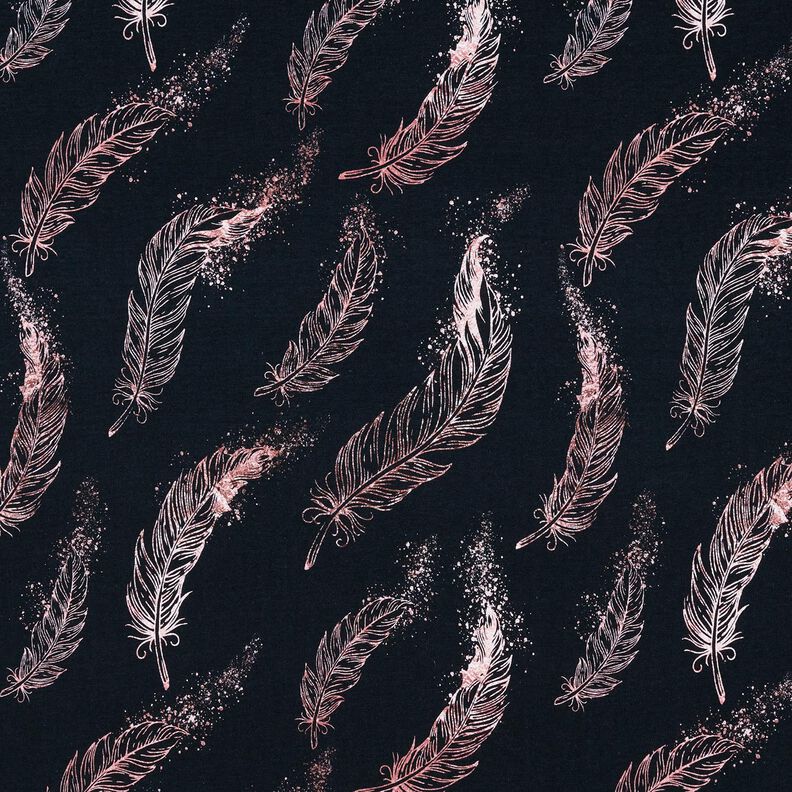Cotton Jersey gold nibs | Glitzerpüppi – blue-black/dark dusky pink,  image number 1