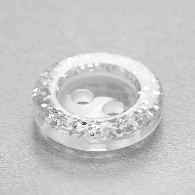 2-hole glitter button [  Ø13 mm ] – offwhite,  image number 2