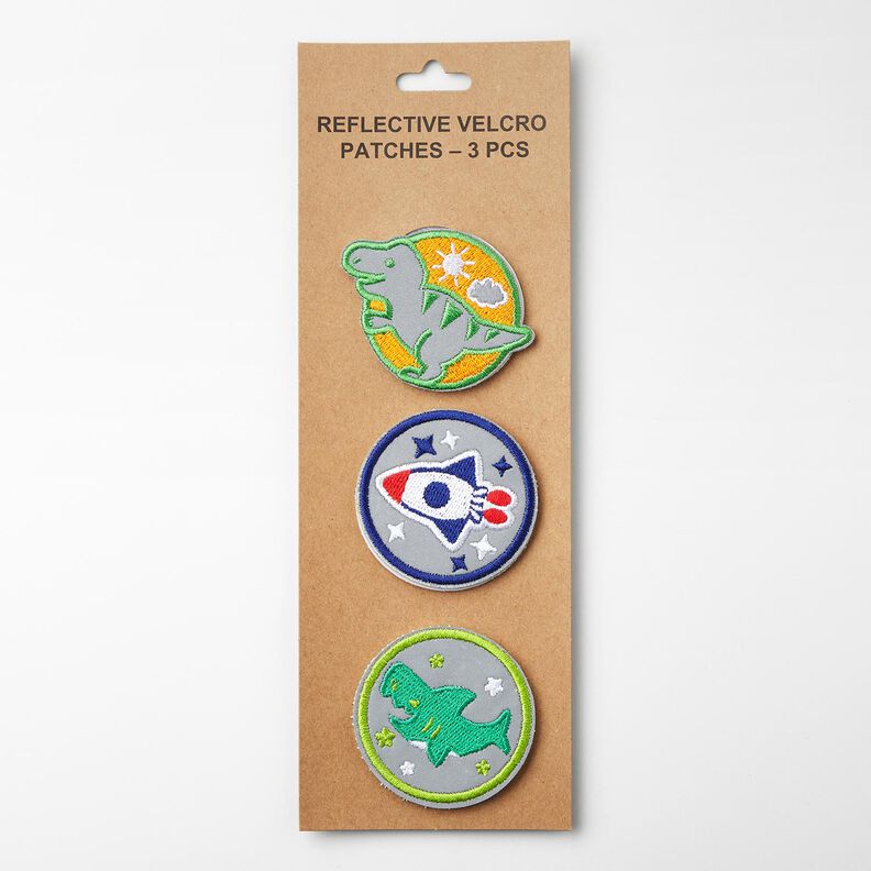 Reflector patches Velcro pack of 3 – green/indigo,  image number 1