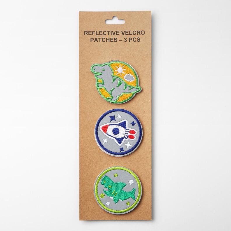 Reflector patches Velcro pack of 3 – green/indigo, image number 1