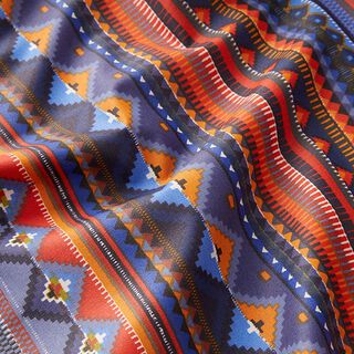 Coated Cotton ethnic stripes – light petrol/salmon, 