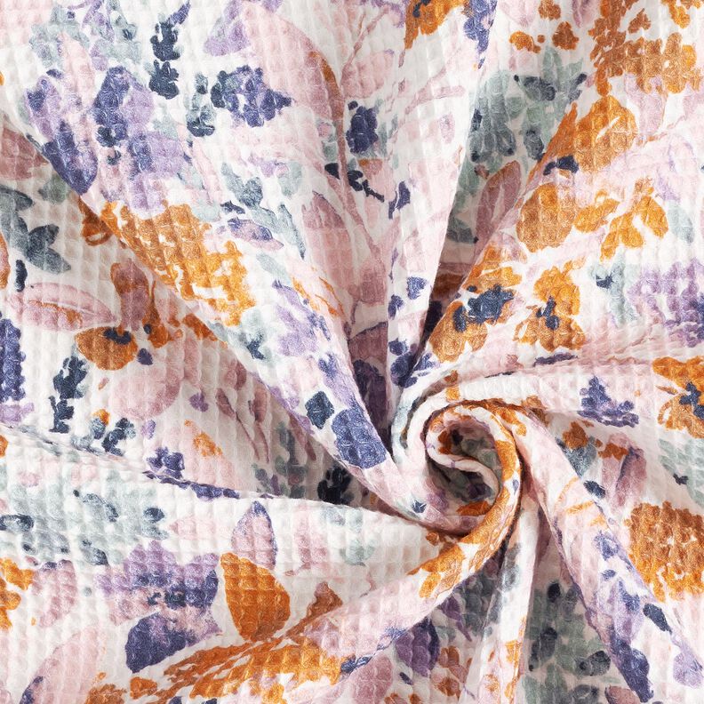 Waffle Piqué watercolour flowers | Poppy Fabrics – white/lavender, image number 3