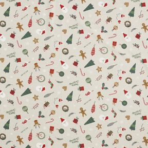 Decor Fabric Half Panama Christmas decoration mix – natural/red, 