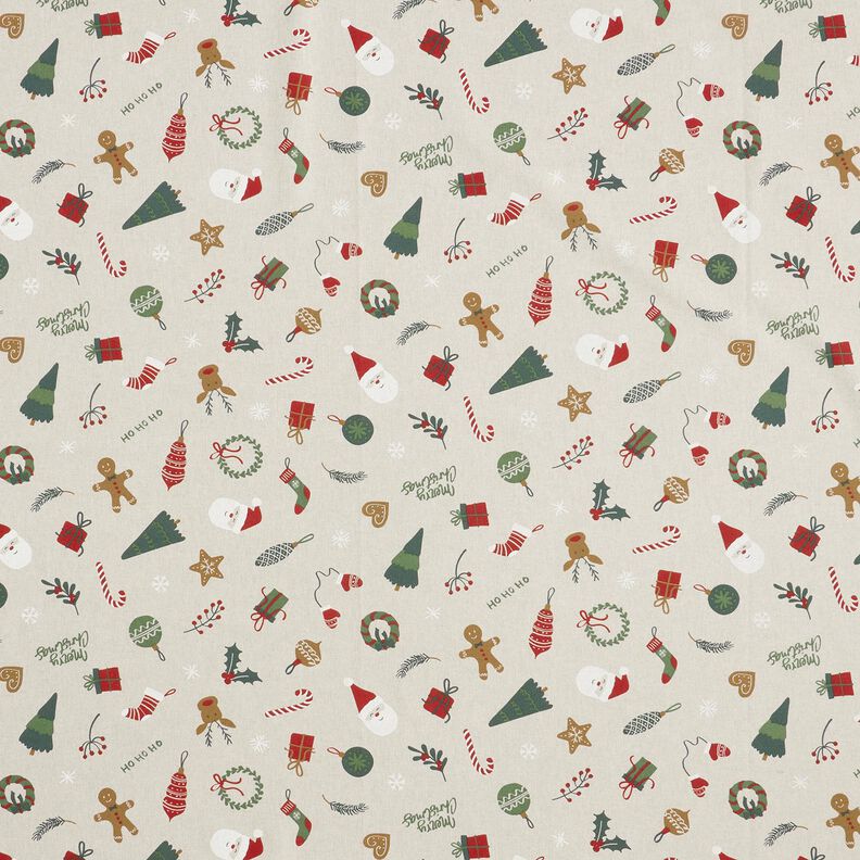 Decor Fabric Half Panama Christmas decoration mix – natural/red,  image number 1
