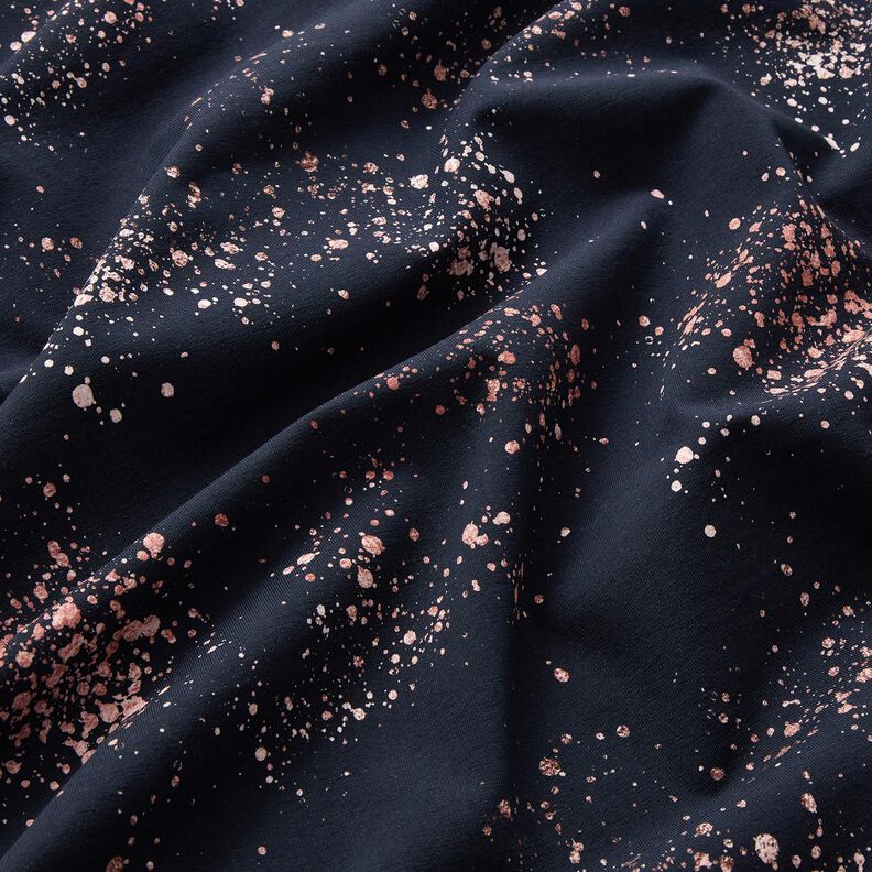 Cotton Jersey gold flecks | Glitzerpüppi – blue-black/dark dusky pink,  image number 2