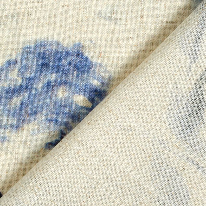 Viscose Linen Blend Watercolour roses – natural/navy blue, image number 4