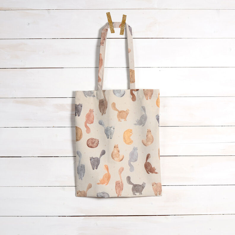 Decor Fabric Half Panama painted cats – light beige,  image number 8