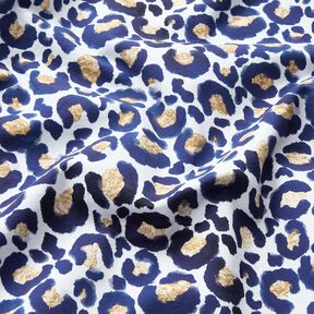 Cotton Jersey Leopard with Golden Spots | Glitzerpüppi – white/indigo, 