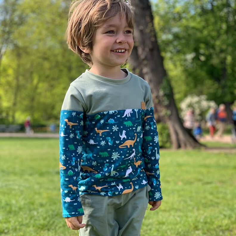 Dino World Cotton Jersey | PETIT CITRON – petrol, image number 5