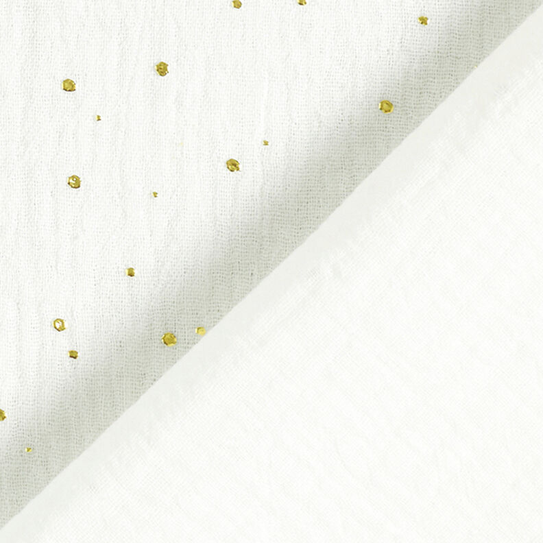 Scattered Gold Polka Dots Cotton Muslin – white/gold,  image number 4