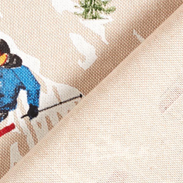 Half Panama Decor Fabric Skiing Landscape – natural, image number 4