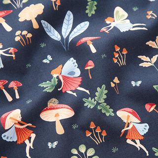Cotton Poplin Fairy World – navy blue, 