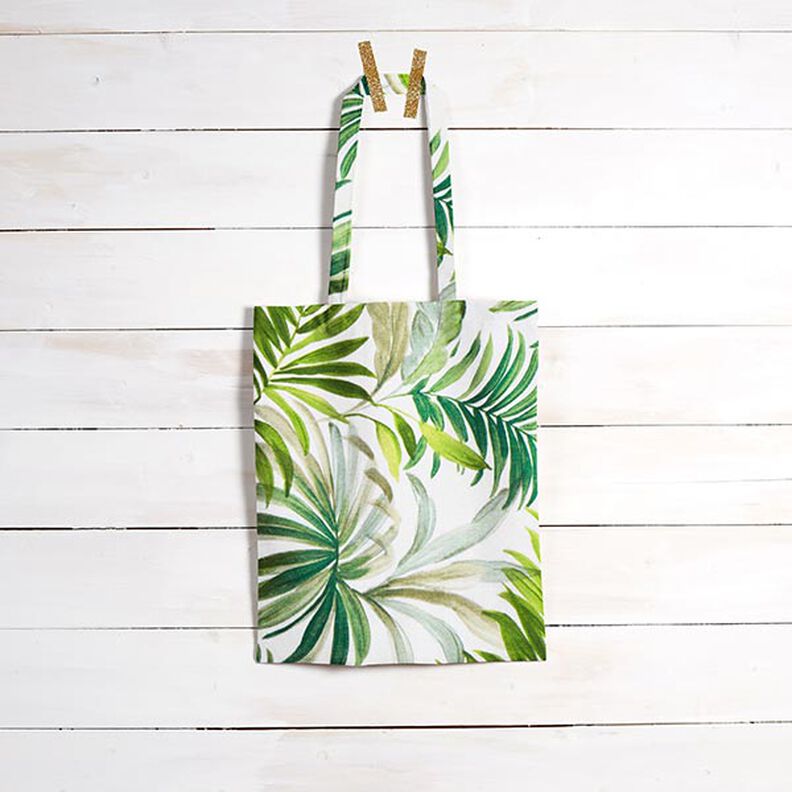 Decorative fabric Canvas Exotic leaves – green/white,  image number 6