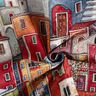 Decor Fabric Tapestry Fabric colourful small town – carmine/blue,  thumbnail number 3