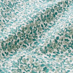 Cotton Cretonne numerous flowers – petrol/white, 