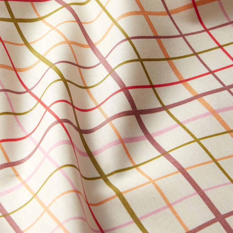 Coated Cotton colourful checks – beige/red,  image number 3