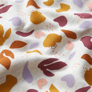 Brushed Sweatshirt Fabric Leaves and glitter – natural, 
