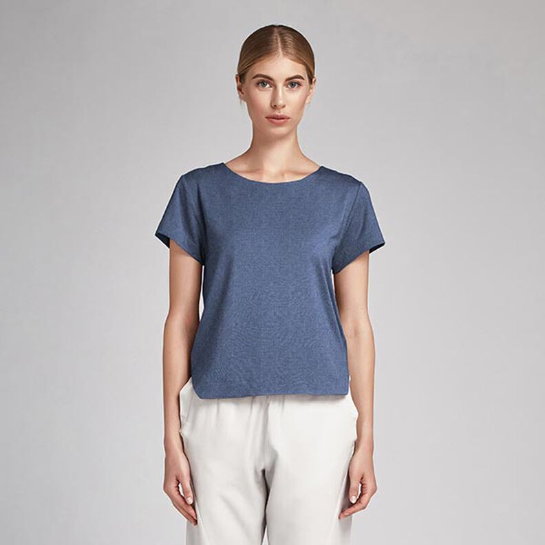 Denim-Look Cotton Chambray – navy blue,  image number 4