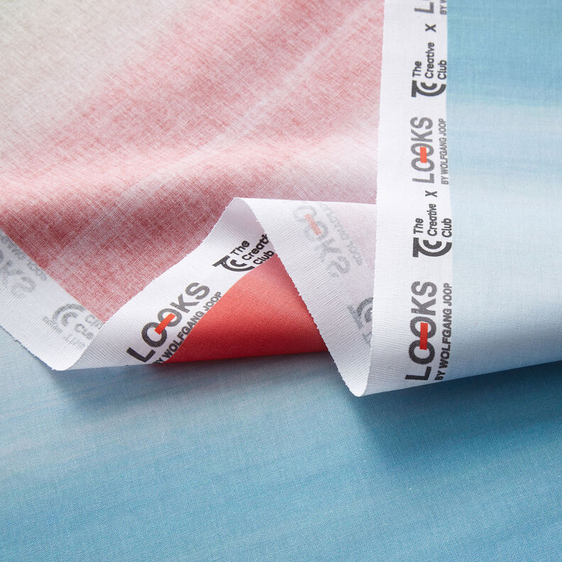 GOTS Cotton Batiste gradient sunset | TCC x LOOKS by Wolfgang Joop – red/sky blue,  image number 5