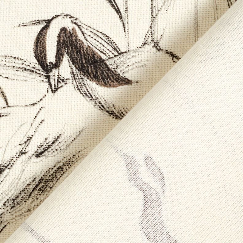 Decor Fabric Half Panama cranes &ndash; natural/black,  image number 4