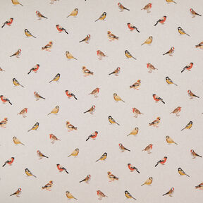 Decor Fabric Half Panama small garden birds – natural, 