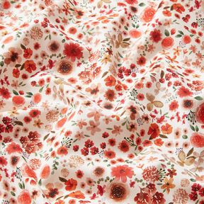 Cotton Cretonne rose petals – ivory/lobster, 