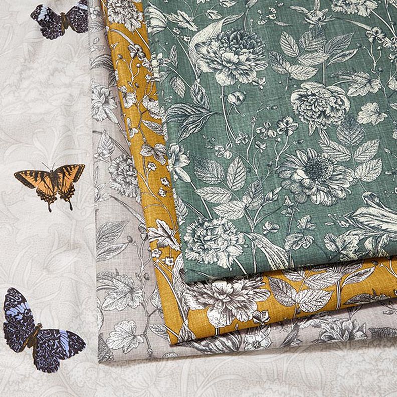 Decor Fabric Half Panama butterflies – light beige,  image number 5