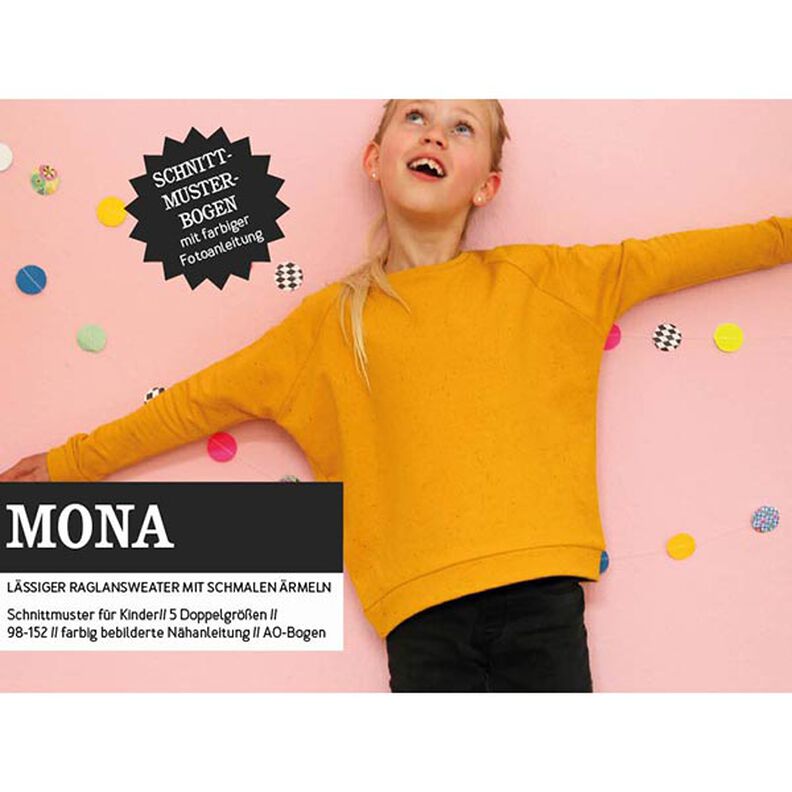 MONA - raglan sweater with narrow sleeves, Studio Schnittreif  | 98 - 152,  image number 1