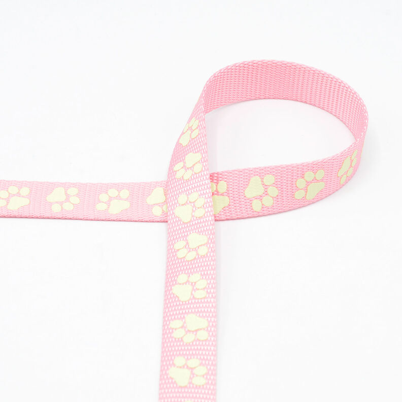Reflective woven tape Dog leash Paws [20 mm] – pink,  image number 2